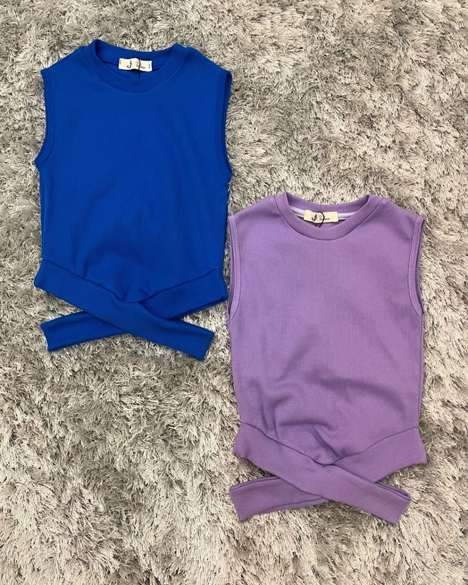 کراپ تاپ زنانه آستین حلقه ای مدل شکم ضربدری