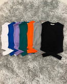 کراپ تاپ زنانه آستین حلقه ای مدل شکم ضربدری