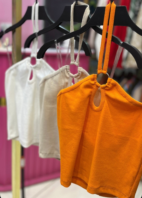 کراپ تاپ دخترانه گردنی مدل جلو حلقه