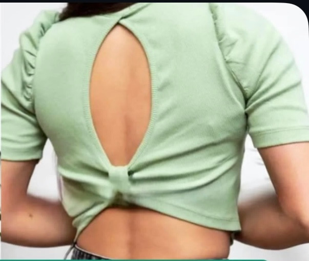 کراپ تاپ دخترانه آستین پیله مدل پشت پاپیون