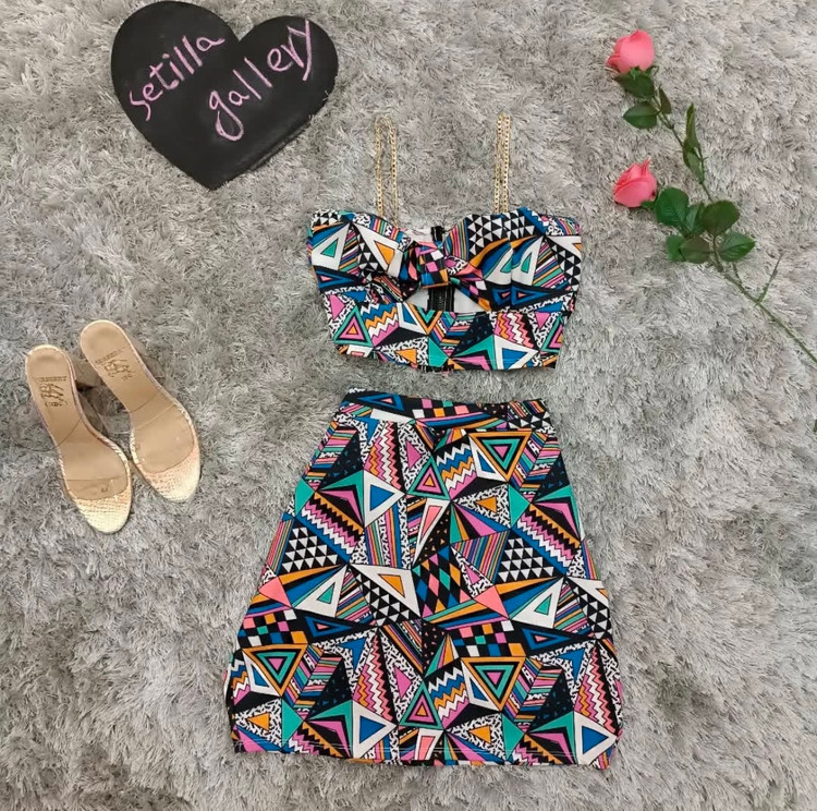 ست دو تیکه نیمتنه و دامن دخترانه مدل هفت رنگ جنس مازراتی