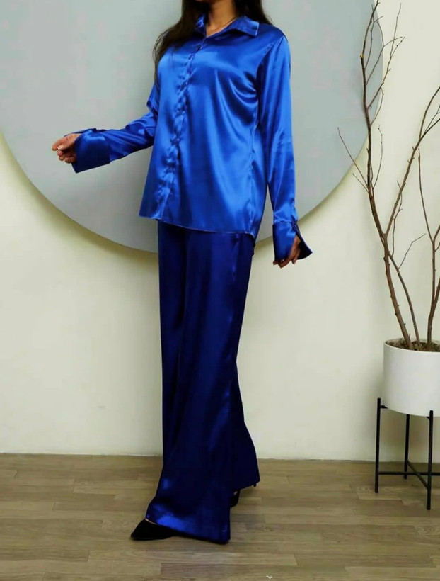 ست دو تیکه شومیز و شلوار زنانه ساتن