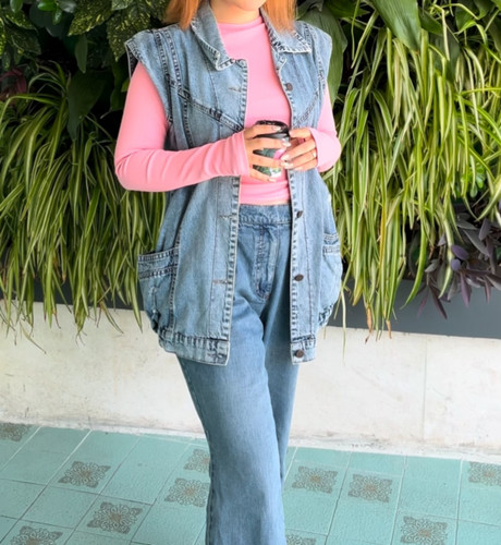 وست جین زنانه مدل دو جیب