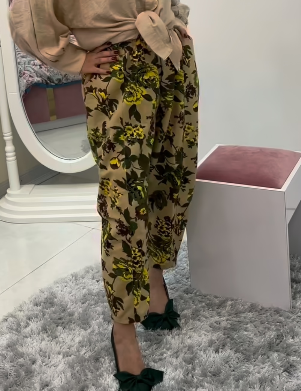 شلوار زنانه طرح دار مدل خمره ای