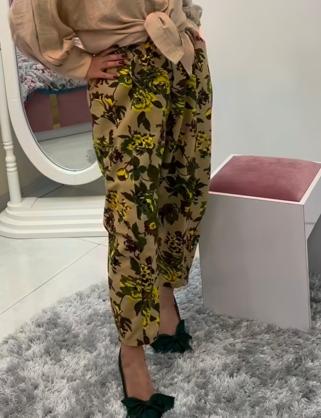 شلوار زنانه طرح دار مدل خمره ای