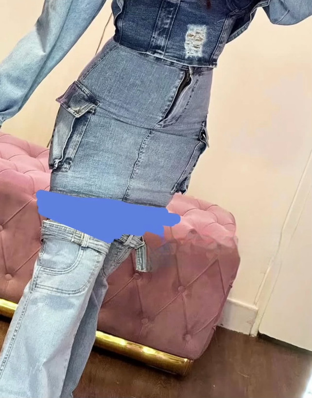 دامن جین کوتاه دخترانه مدل کارگو