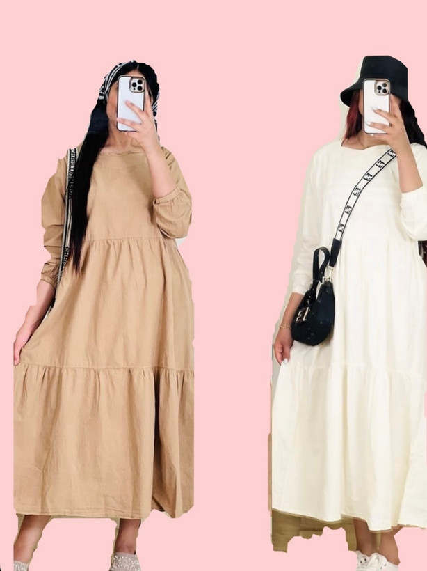 پیراهن ساحلی زنانه آستین بلند قواره دار مدل کنفی