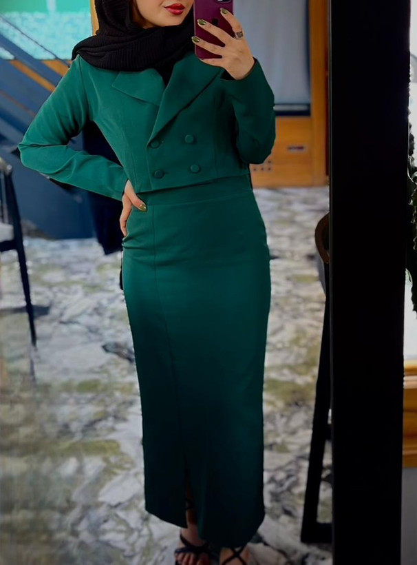 ست کت و دامن مجلسی زنانه مدل یقه انگلیسی