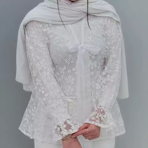 مانتو زنانه توری مجلسی مدل گل دار