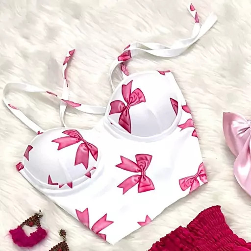 کراپ دخترانه کاپدار مدل پشت پرچی طرح پاپیون