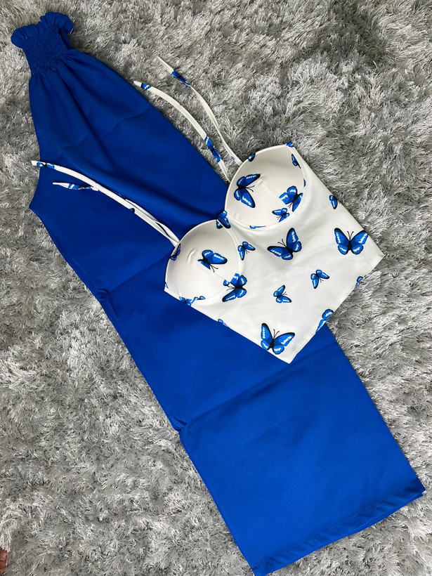 ست دو تیکه کراپ و شلوار دخترانه مدل پروانه