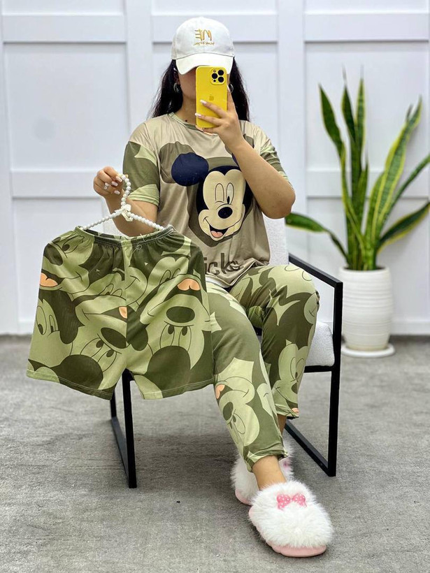 ست سه تیکه دخترانه تیشرت شلوار شورتک