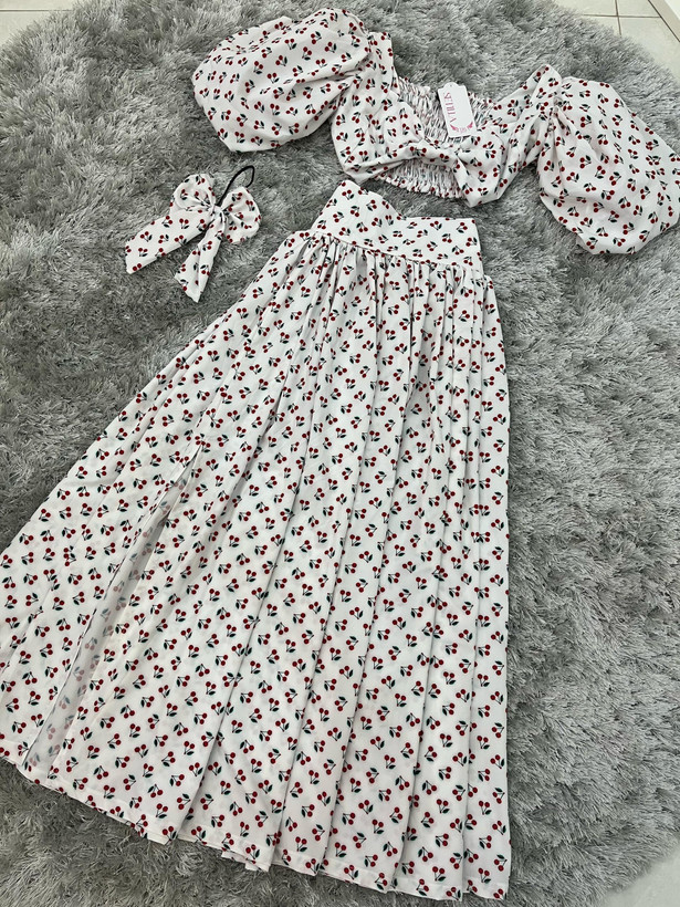 ست کراپ پاپیونی و دامن کلوش