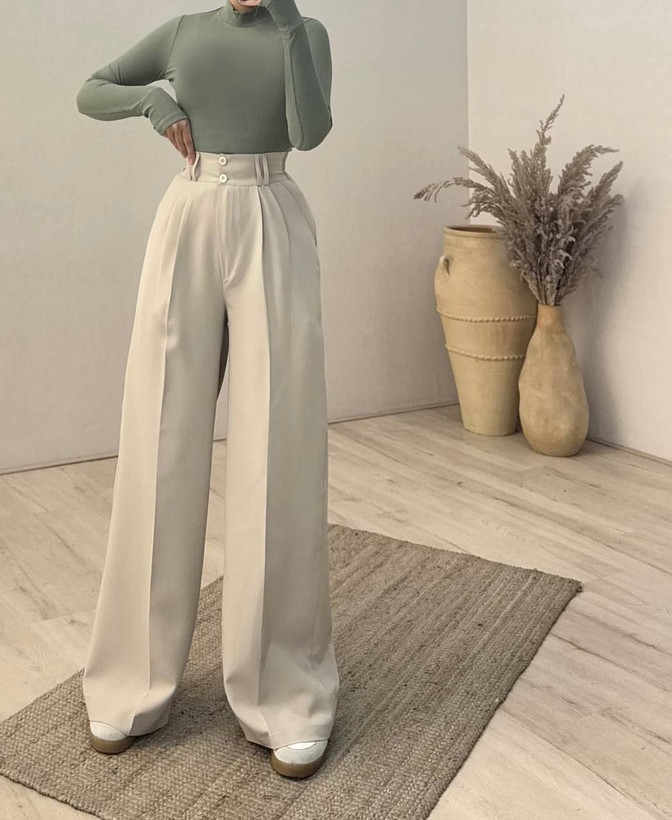 شلوار بگ زنانه مدل دو دکمه