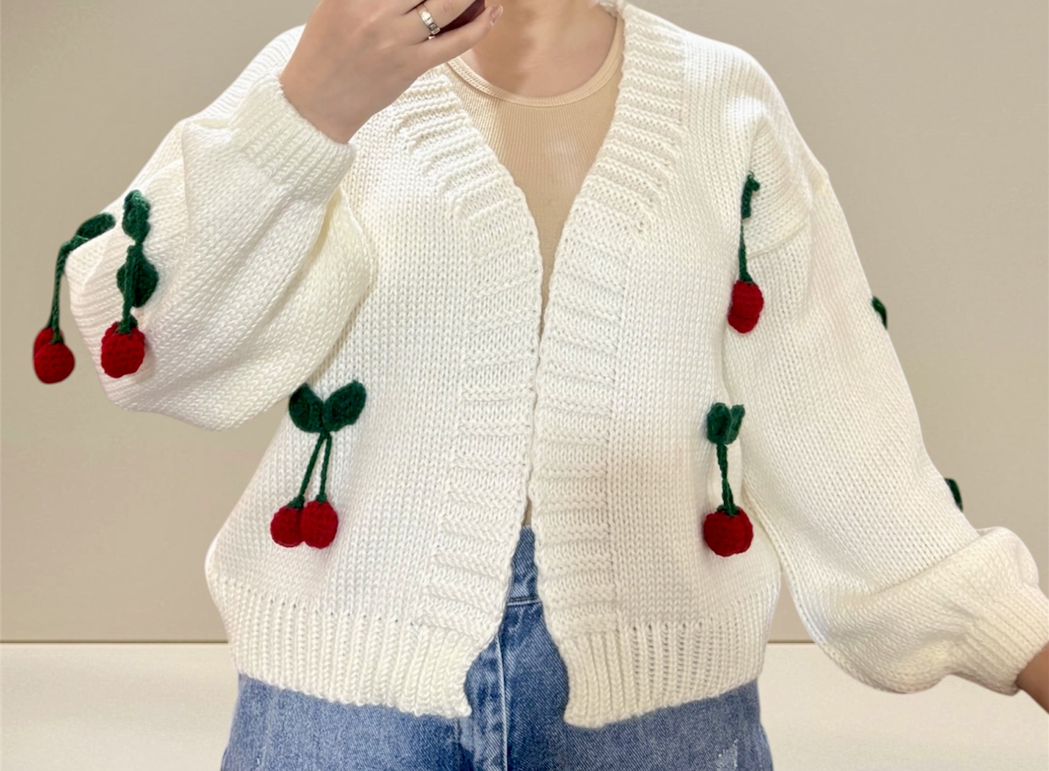 ژاکت بافت زنانه مدل میوه ای