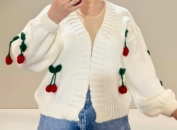 ژاکت بافت زنانه مدل میوه ای